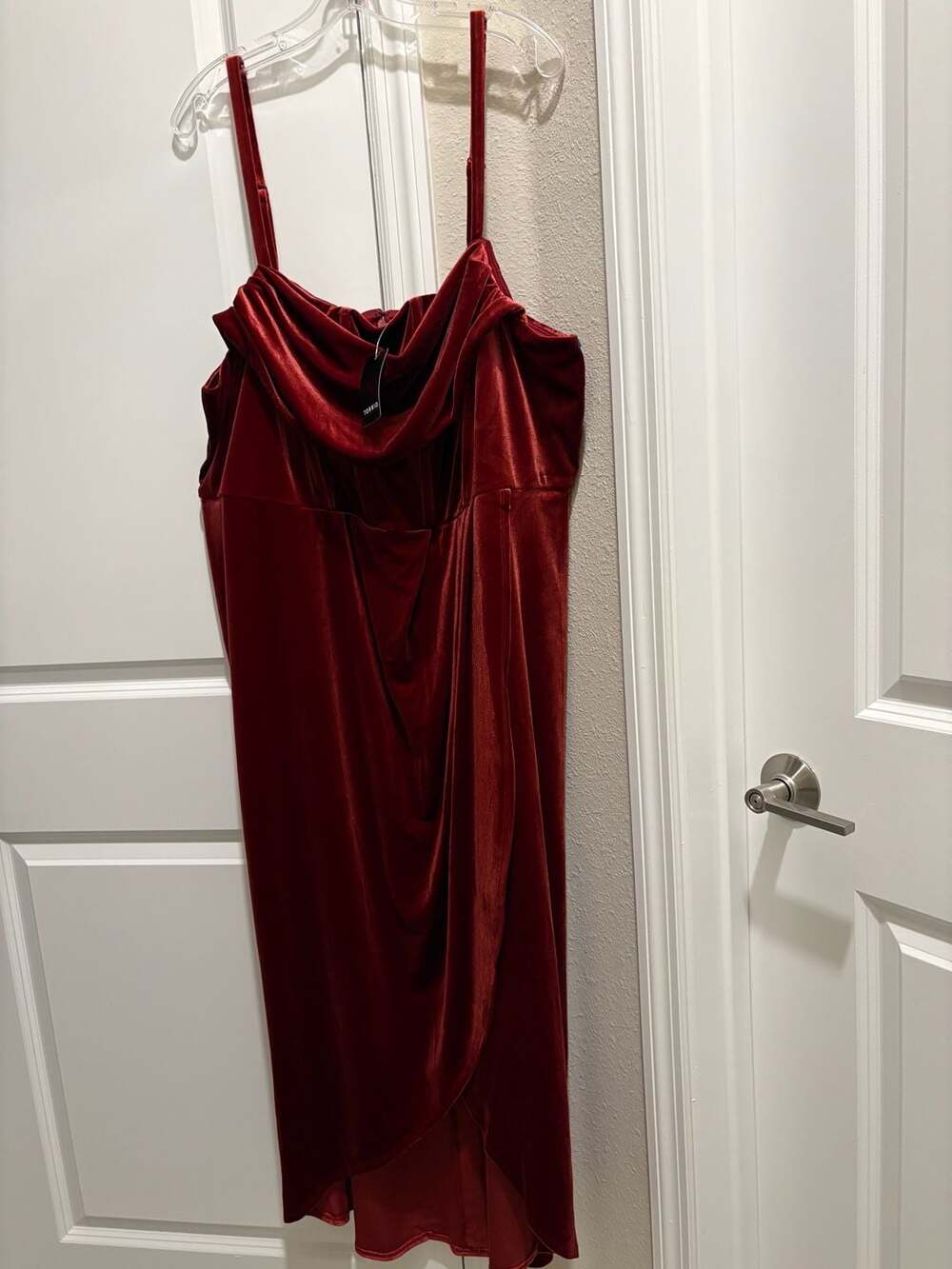 Torrid Bustier Tulip Dress Size 22 Red Velvet Cowl Neck Slip Maxi